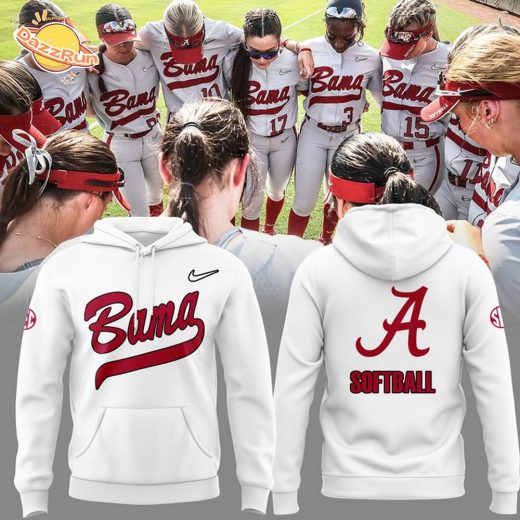 Alabama Softball White Hoodie 2025