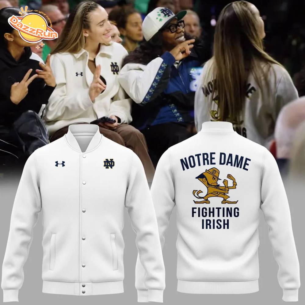 All White Notre Dame Bomber Jacket All White Notre Dame Bomber Jacket