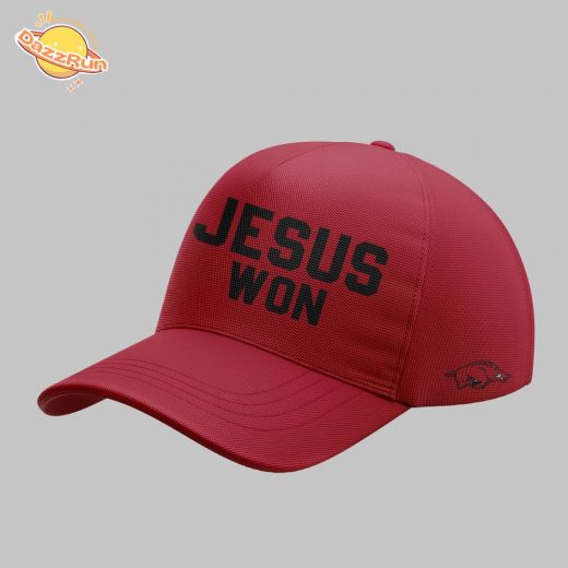 Dazzrun2FArkansas x Jesus Won 2025 I can do Red TShirt 3