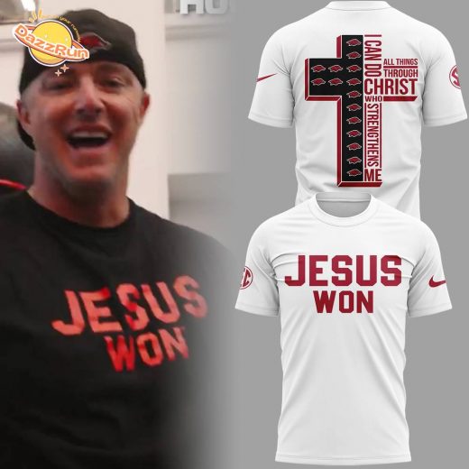 Arkansas x Jesus Won 2025 “I can do” White TShirt