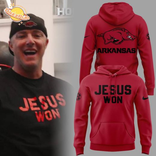 Arkansas x Jesus Won 2025 Red Hoodie Limited Edition