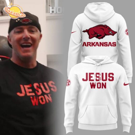 Arkansas x Jesus Won 2025 White Hoodie Limited Edition