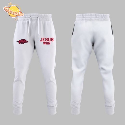 Arkansas x Jesus Won 2025 White Hoodie Limited Edition