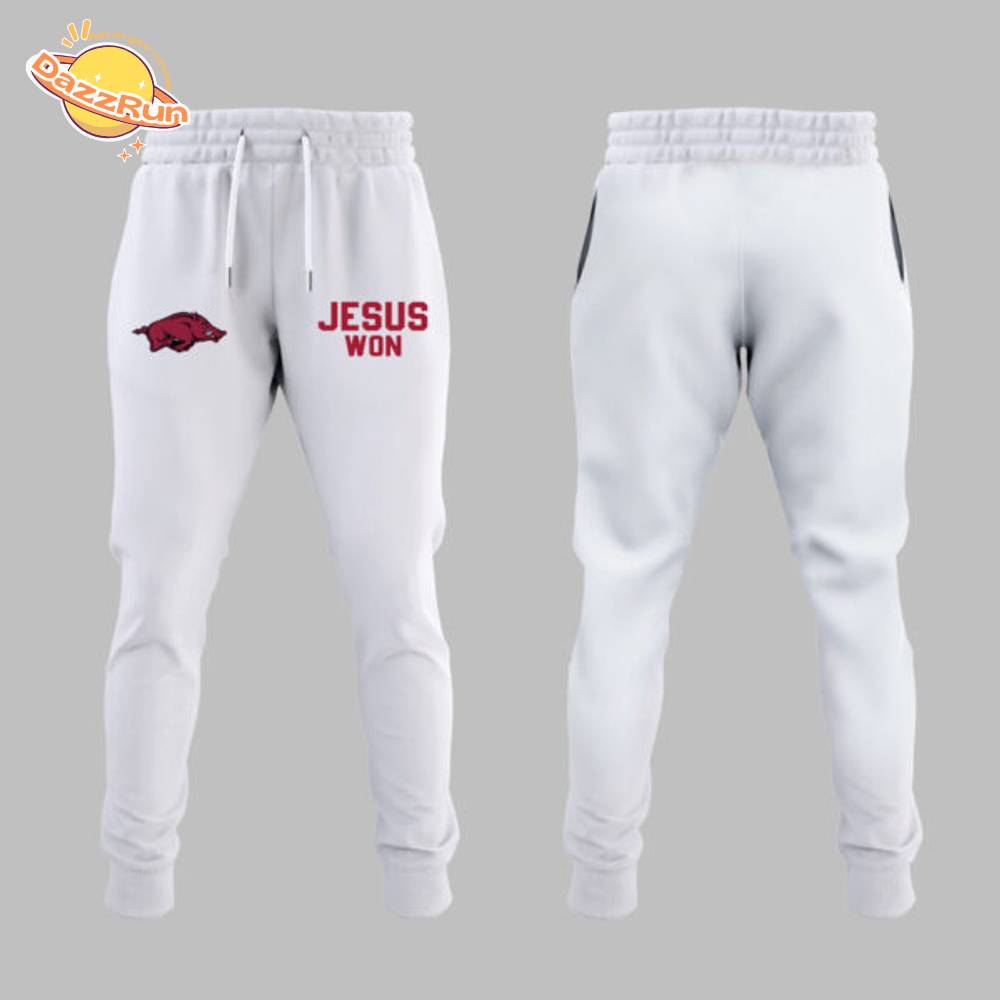 Arkansas x Jesus Won 2025 White Hoodie Limited Edition Arkansas x Jesus Won 2025 White Hoodie Limited Edition