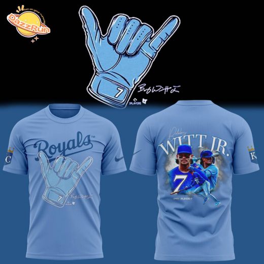 Bobby Witt Jr hand sign signature Blue t-shirt