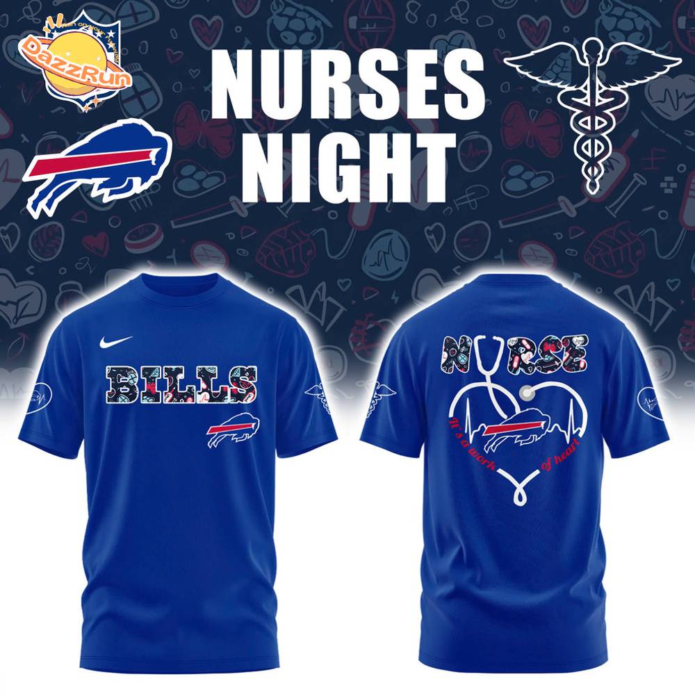 Buffalo Bills NURSES NIGHT Combo Blue Tshirt Buffalo Bills NURSES NIGHT Combo Blue Tshirt