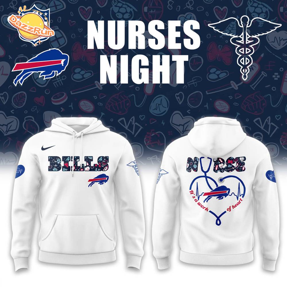 Buffalo Bills NURSES NIGHT White Hoodie Buffalo Bills NURSES NIGHT White Hoodie