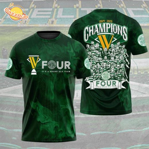 Celtic FC 2024–2025 Champions Shirt – Green Smoke ‘FOUR’ Trophy Edition