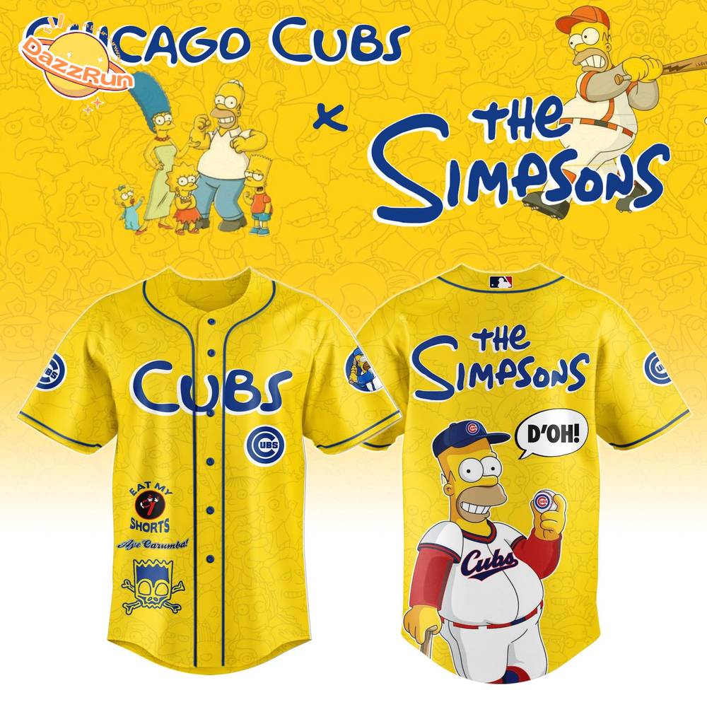 Chicago Cubs and The Simpsons "D'OH!" Baseball Jersey Chicago Cubs and The Simpsons "D'OH!" Baseball Jersey