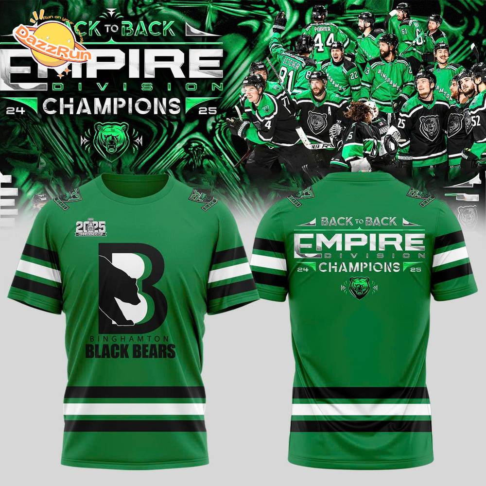 Commissioners Cup Champions Binghamton Black Bears 2025 Back To Back Green Tshirt Commissioners Cup Champions Binghamton Black Bears 2025 Back To Back Green Tshirt