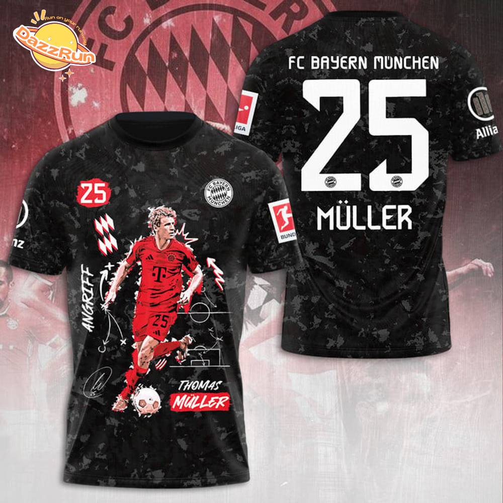 FC Bayern München Thomas Müller 3D T-Shirt Special Design 2025 FC Bayern München Thomas Müller 3D T-Shirt Special Design 2025
