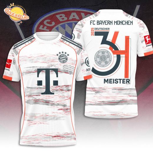 FC Bayern Munich 2025 Bundesliga Champions 34th Deutscher Meister White Shirt
