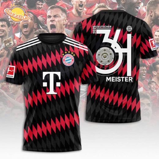 FC Bayern Munich 2025 Bundesliga Champions Shirt– 34th Deutscher Meister Shirt Black & Red Limited Edition