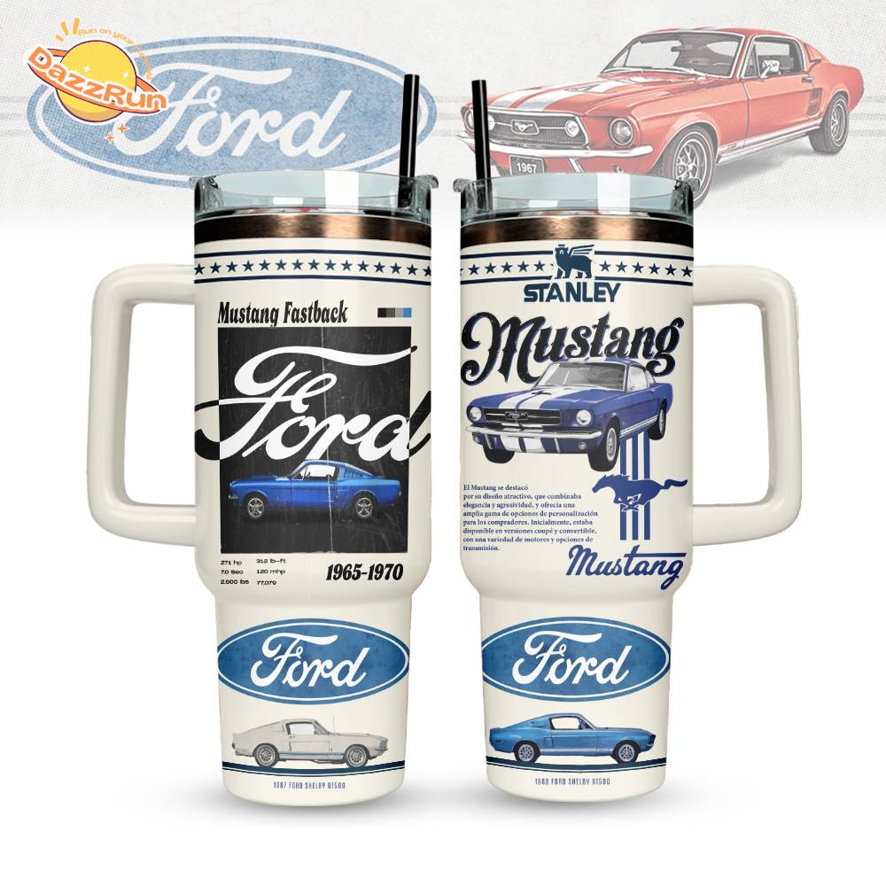 Ford Mustang Custom Stanley Quencher 40oz Stainless Steel Tumbler With Handle Ford Mustang Custom Stanley Quencher 40oz Stainless Steel Tumbler With Handle