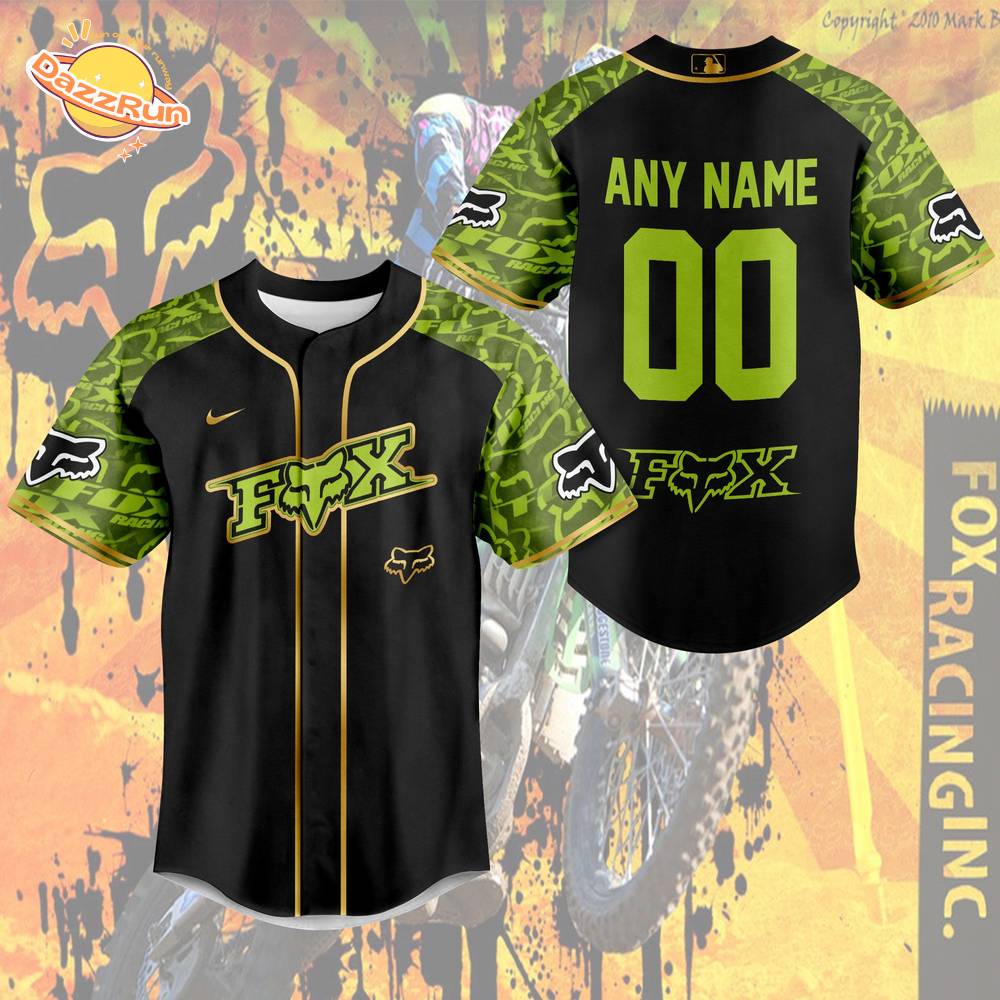 Fox Racing Baseball Jersey – Personalized Motocross Shirt with Name & Number Fox Racing Baseball Jersey – Personalized Motocross Shirt with Name & Number