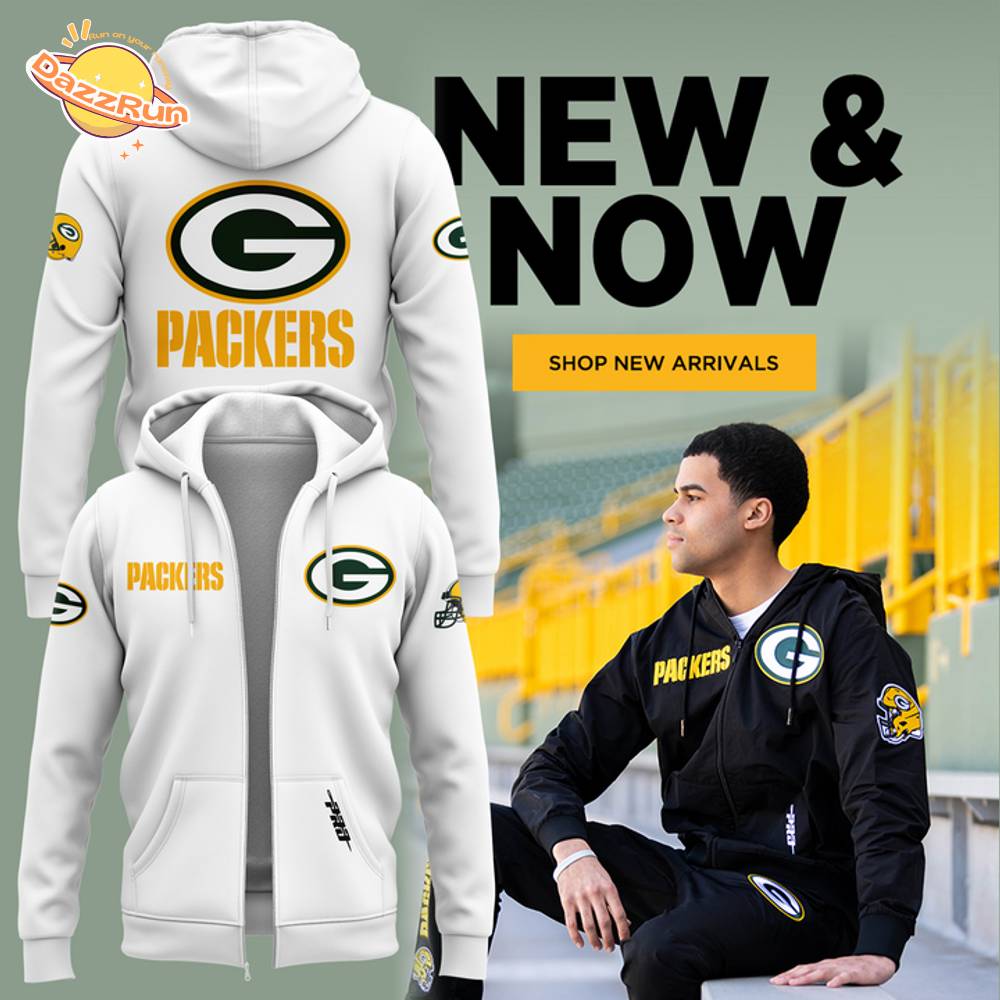 Green Bay Packers Zip White Hoodie 2025 For Fan Green Bay Packers Zip White Hoodie 2025 For Fan