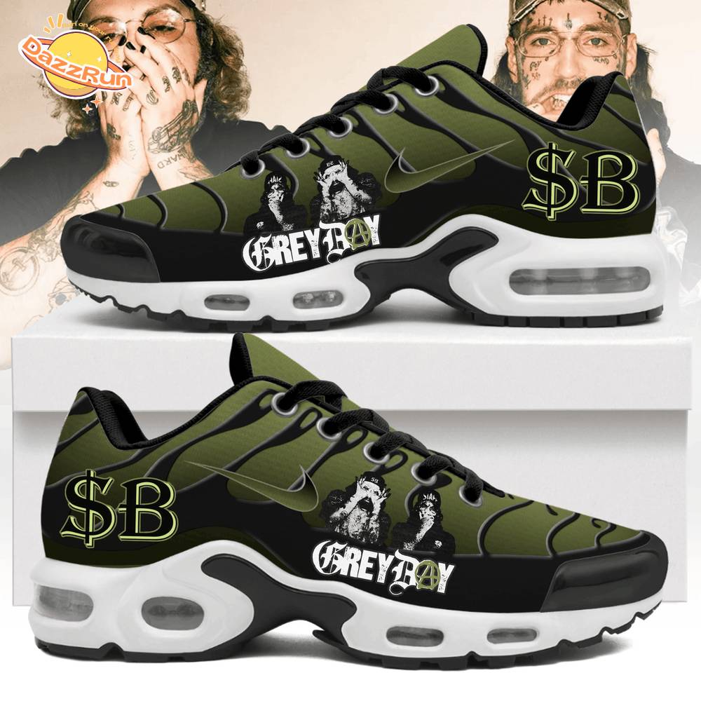 Greyboy Custom Streetwear TN Sneakers – Hip-Hop Rapper Inspired Shoes with $B Design Greyboy Custom Streetwear TN Sneakers – Hip-Hop Rapper Inspired Shoes with $B Design