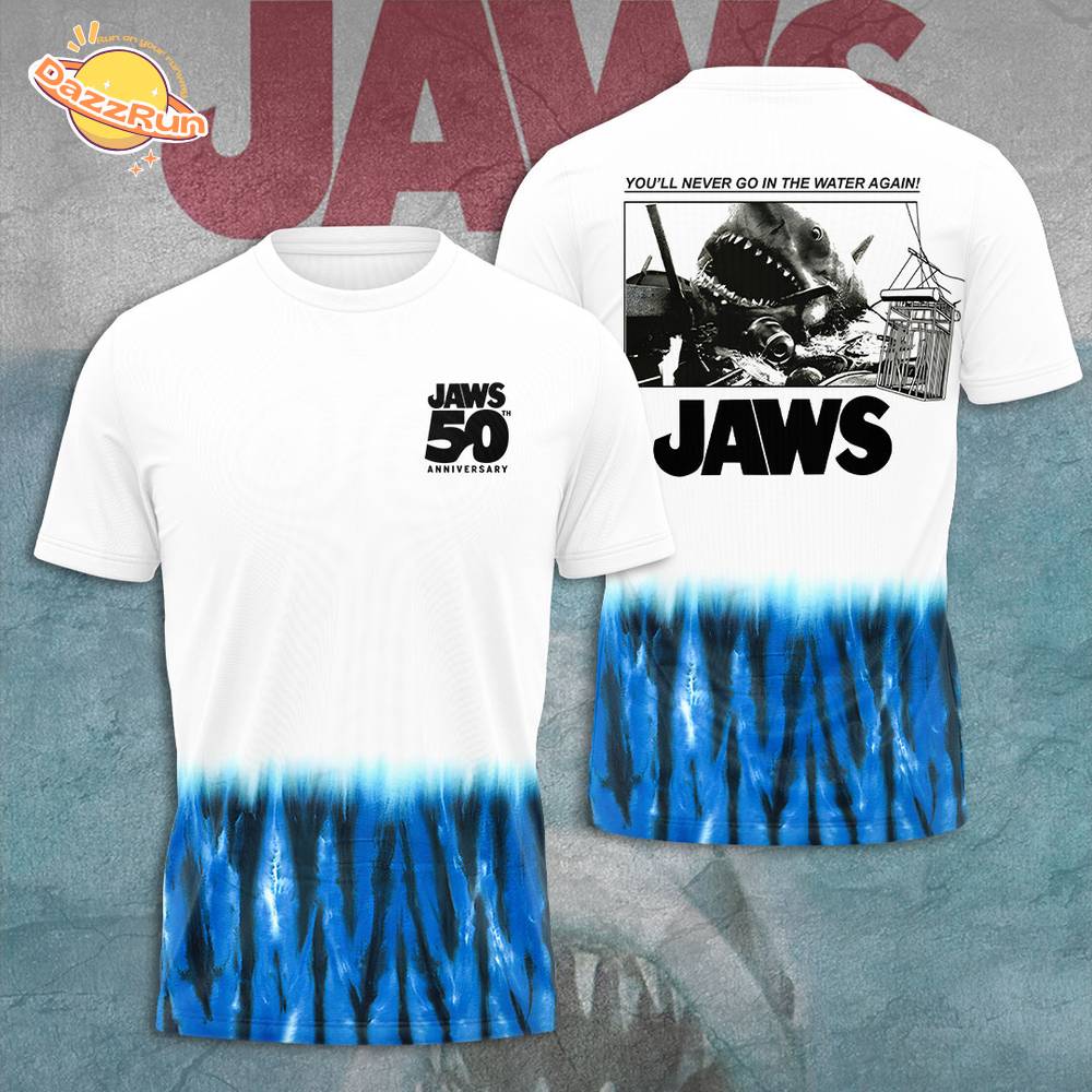Jaws 50 Anniversary "You'll never go into the water again" 3D Tshirt Jaws 50 Anniversary "You'll never go into the water again" 3D Tshirt