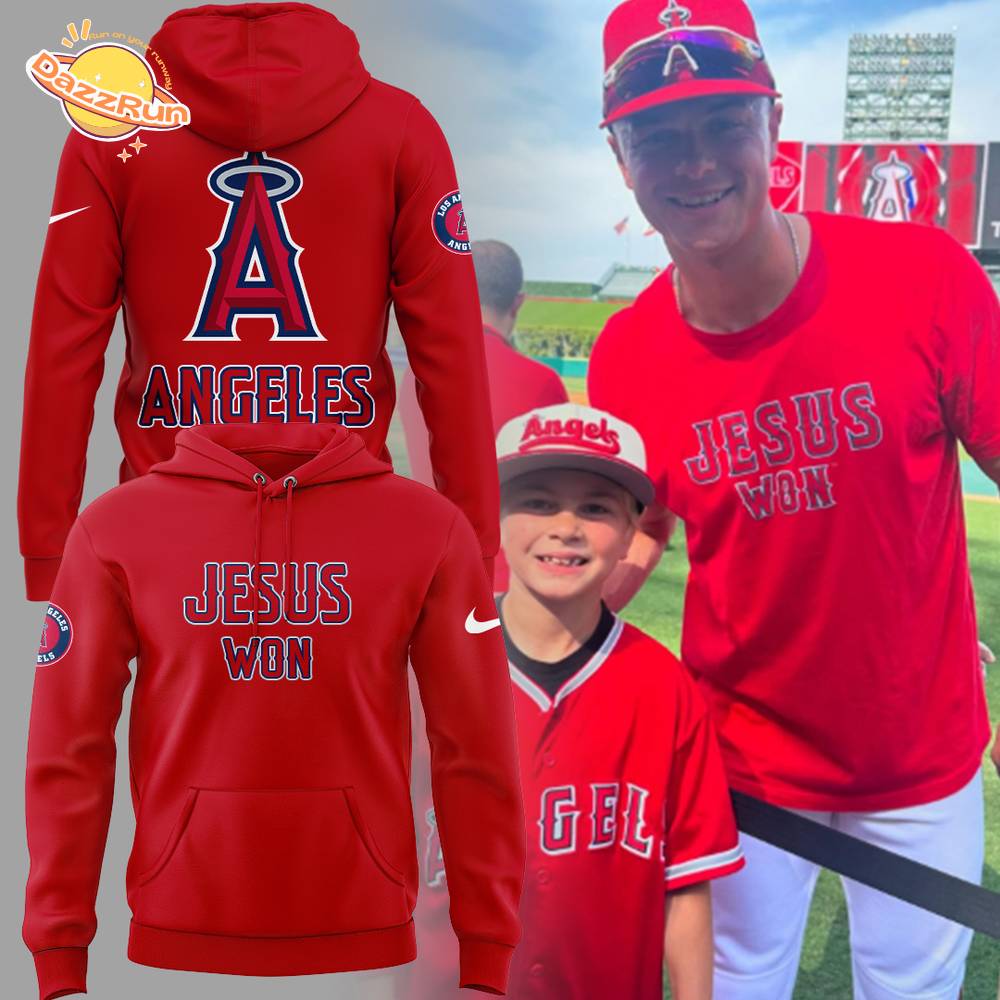 LA Angels x Jesus Won 2025 Red Hoodie LA Angels x Jesus Won 2025 Red Hoodie