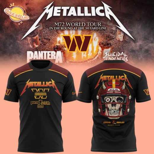 Limited Edition M72 World Tour With Pantera And Suicidal Tendencies x Washington Commanders Black Tshirt 2025