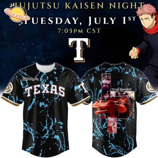 Limited Premium Edition Jujutsu Kaisen Night x Texas Rangers 2025 Graphic Jersey