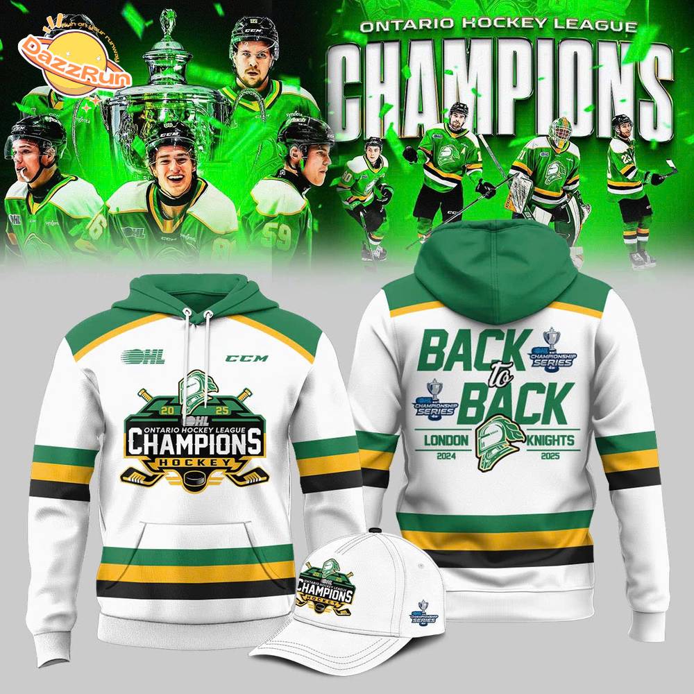 London Knights Back To Back Champions White Hoodie London Knights Back To Back Champions White Hoodie
