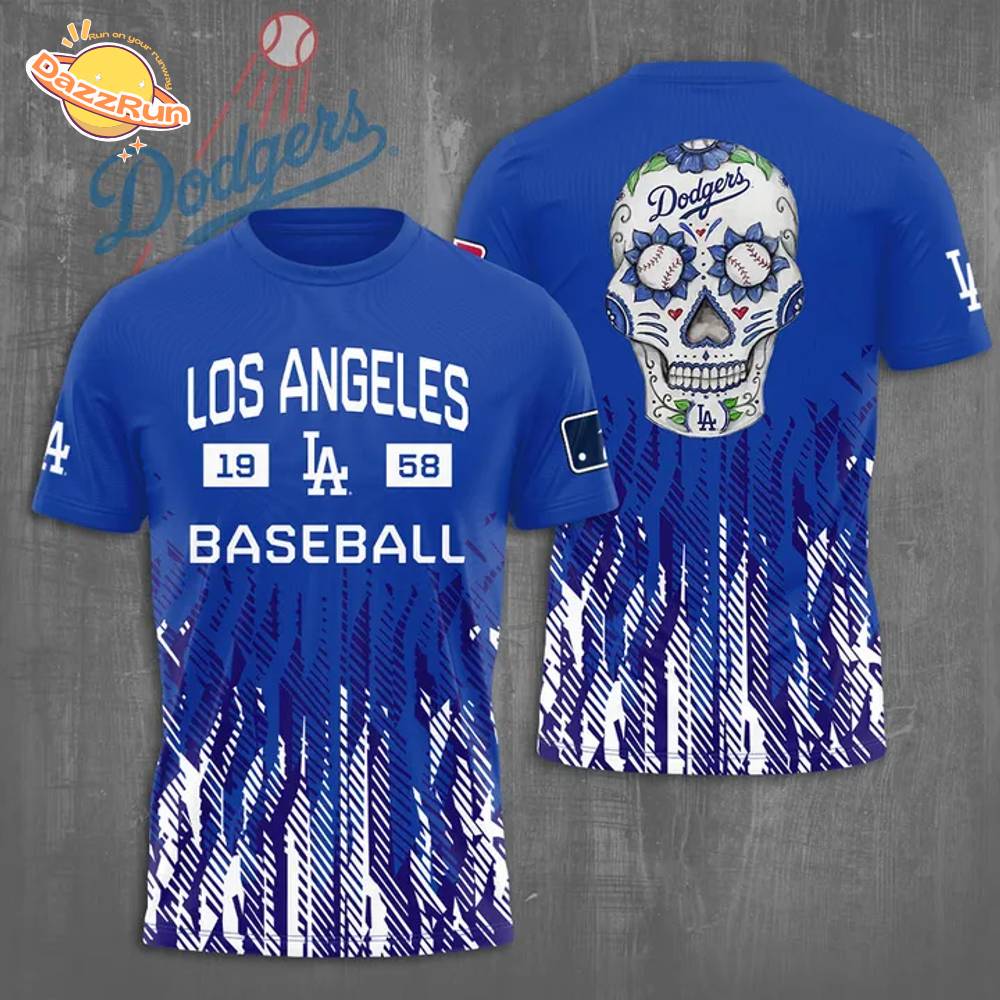 Los Angeles Dodgers 1958 Baseball Blue tshirt Los Angeles Dodgers 1958 Baseball Blue tshirt