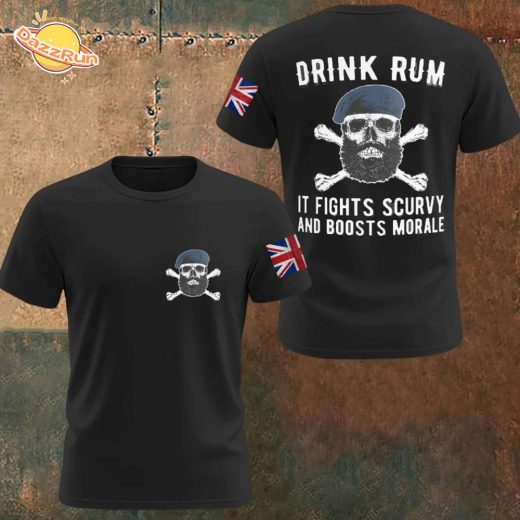 Men’s Drinking Rum Can Fight Scurvy And Improve Morale Black T-shirts