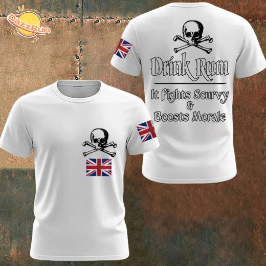 Men’s Drinking Rum Can Fight Scurvy And Improve Morale White T-shirts