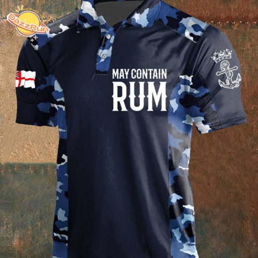 Men’s Navy Veteran Rum Lover Printed Polo Shirt