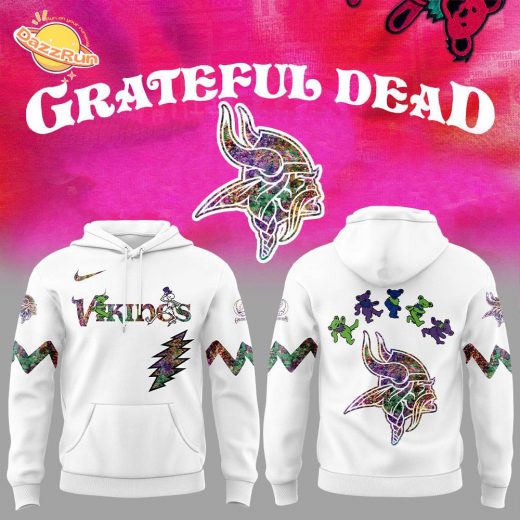 Minnesota Vikings Grateful Dead Night New Version White Hoodie