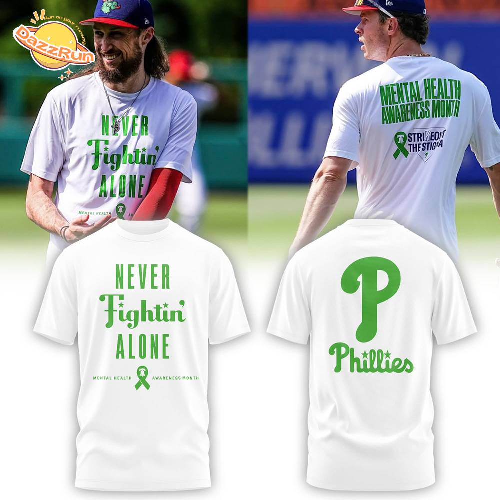 Philadelphia Phillies Mental Health Awareness NIGHT White Tshirt Philadelphia Phillies Mental Health Awareness NIGHT White Tshirt