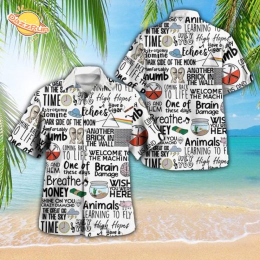 Pink Floyd Lyrics Hawaiian Shirt – Vintage Rock Band Summer Aloha Shirt for Music Fans