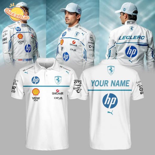 Polo Ferrari new 2025 Custom name White Shirt