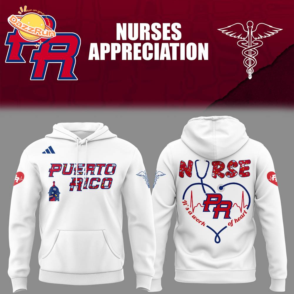 Puerto Rico Baseball Nurse Appreciation White Hoodie Puerto Rico Baseball Nurse Appreciation White Hoodie