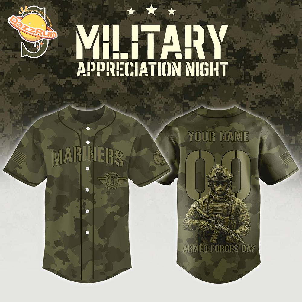 Seattle Mariners Mix Military Appreciation Night And Armed Forces Day- Baseball Custom Jersey Seattle Mariners Mix Military Appreciation Night And Armed Forces Day- Baseball Custom Jersey