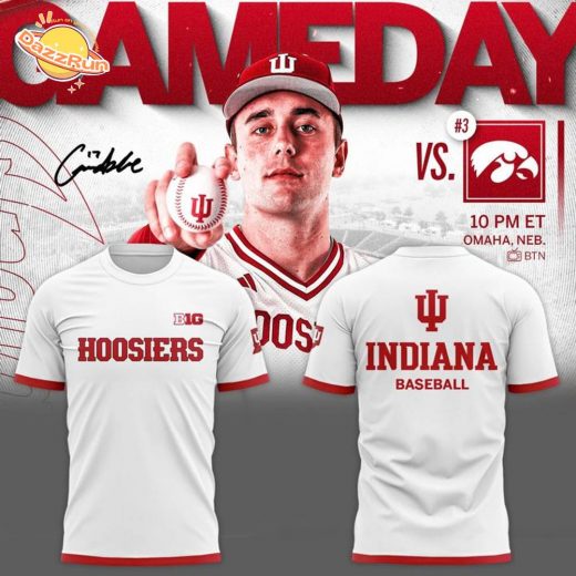 Special New Uniform Indiana Hoosiers Baseball White Tshirt