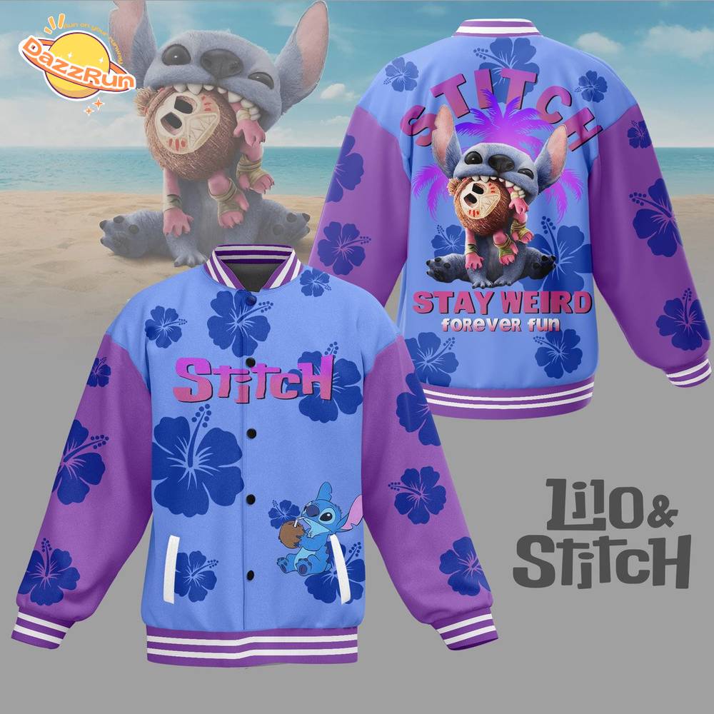 Stitch Hawaiian Bomber Jacket – Stay Weird Forever Fun Lilo & Stitch Jacket Stitch Hawaiian Bomber Jacket – Stay Weird Forever Fun Lilo & Stitch Jacket