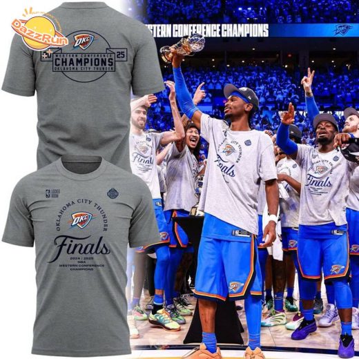 THUNDER 2025 WESTERN CONFERENCE FINALS CHAMPIONS LOCKER ROOM T-SHIRT