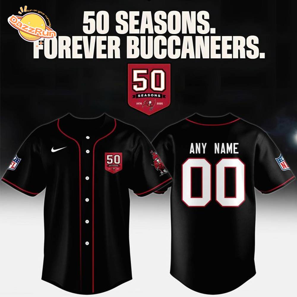 Tampa Bay Buccaneers Celebrate the legacy of 50 Seasons Baseball Jersey 2025 Custom Tampa Bay Buccaneers Celebrate the legacy of 50 Seasons Baseball Jersey 2025 Custom