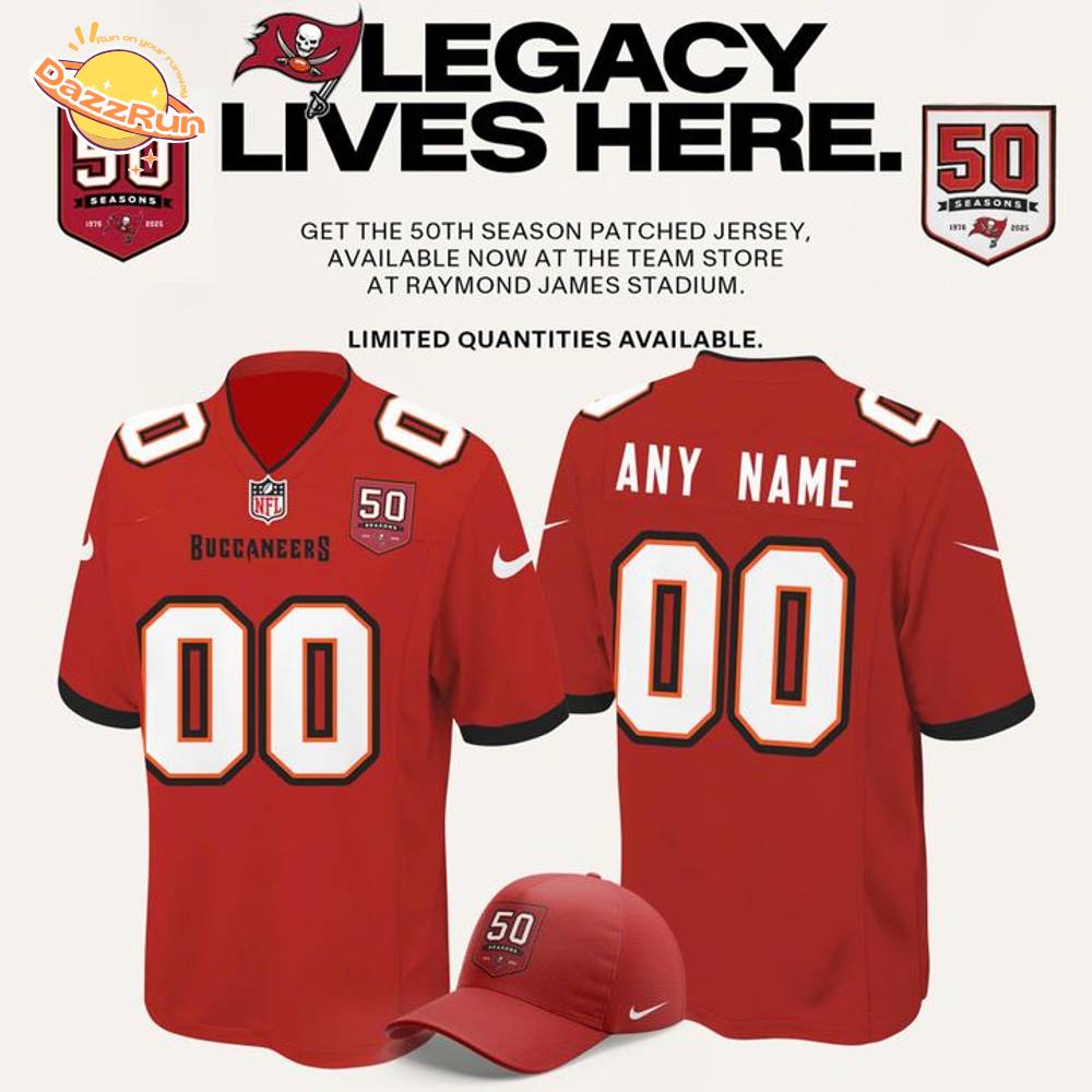 Tampa Bay Buccaneers Celebrate the legacy of 50 Seasons Football Jersey 2025 Red Tampa Bay Buccaneers Celebrate the legacy of 50 Seasons Football Jersey 2025 Red