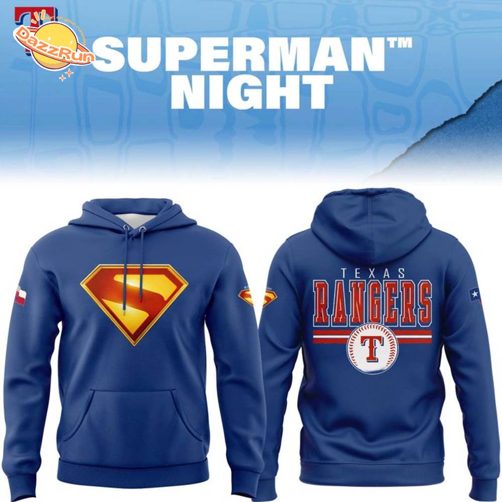 Texas Rangers Superman Night Hoodie - Limited Edition Texas Rangers Superman Night Hoodie - Limited Edition
