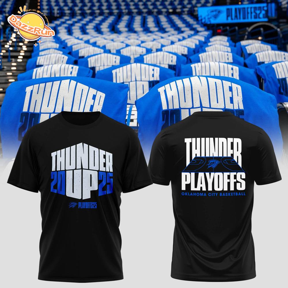 The 2025 Oklahoma City Thunder playoff Black Tshirt The 2025 Oklahoma City Thunder playoff Black Tshirt