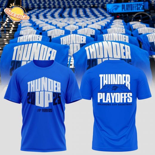 The 2025 Oklahoma City Thunder playoff Blue Tshirt