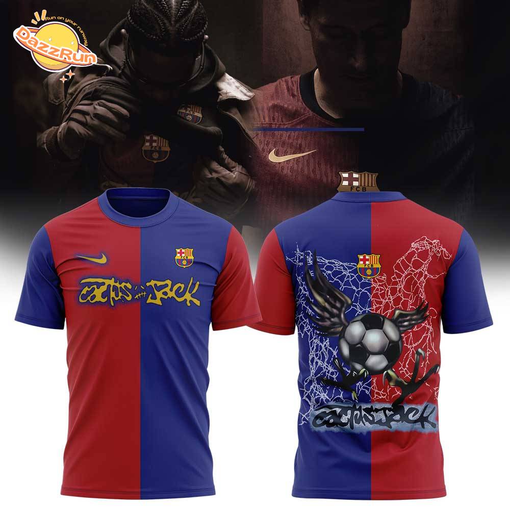 Travis Scott Brings Cactus Jack to El Clásico with Limited Nike FC Barcelona Collaboration Black Tshirt Travis Scott Brings Cactus Jack to El Clásico with Limited Nike FC Barcelona Collaboration Black Tshirt