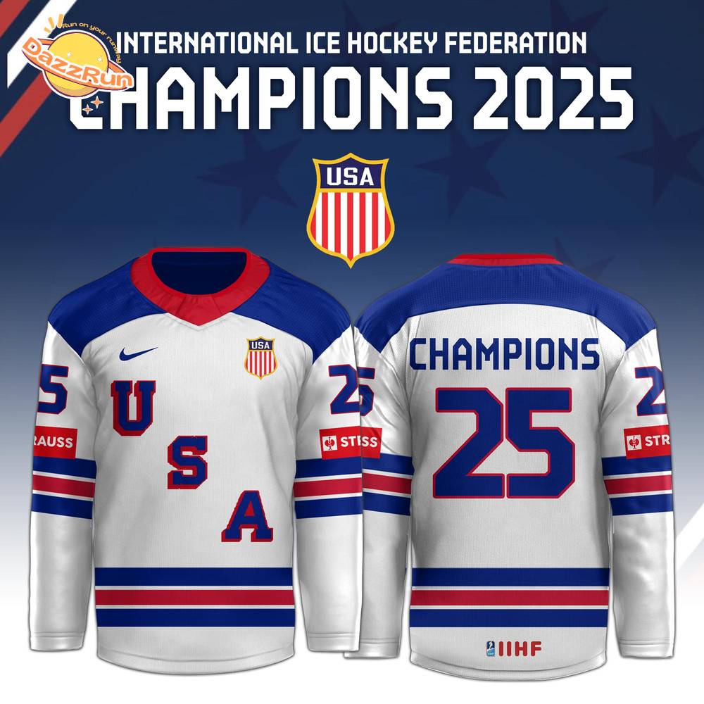 USA International Ice Hockey Federation Jersey Away Champions 2025 Editons Limited USA International Ice Hockey Federation Jersey Away Champions 2025 Editons Limited