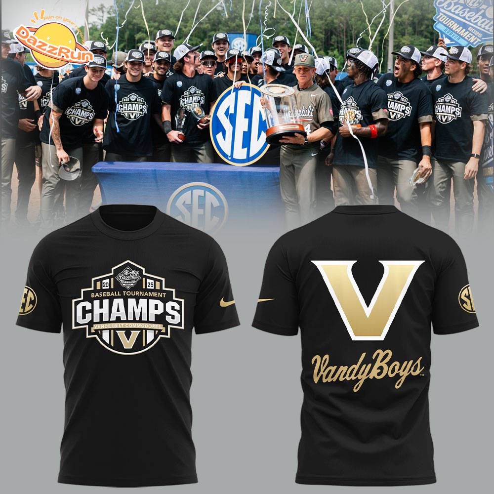 Vanderbilt Baseball x 2025 SEC BASEBALL TOURNAMENT CHAMPS TShirt Vanderbilt Baseball x 2025 SEC BASEBALL TOURNAMENT CHAMPS TShirt