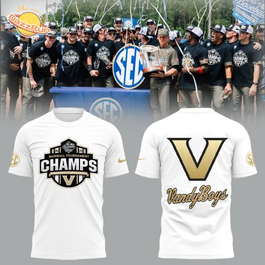 Vanderbilt Baseball x 2025 SEC BASEBALL TOURNAMENT CHAMPS White TShirt