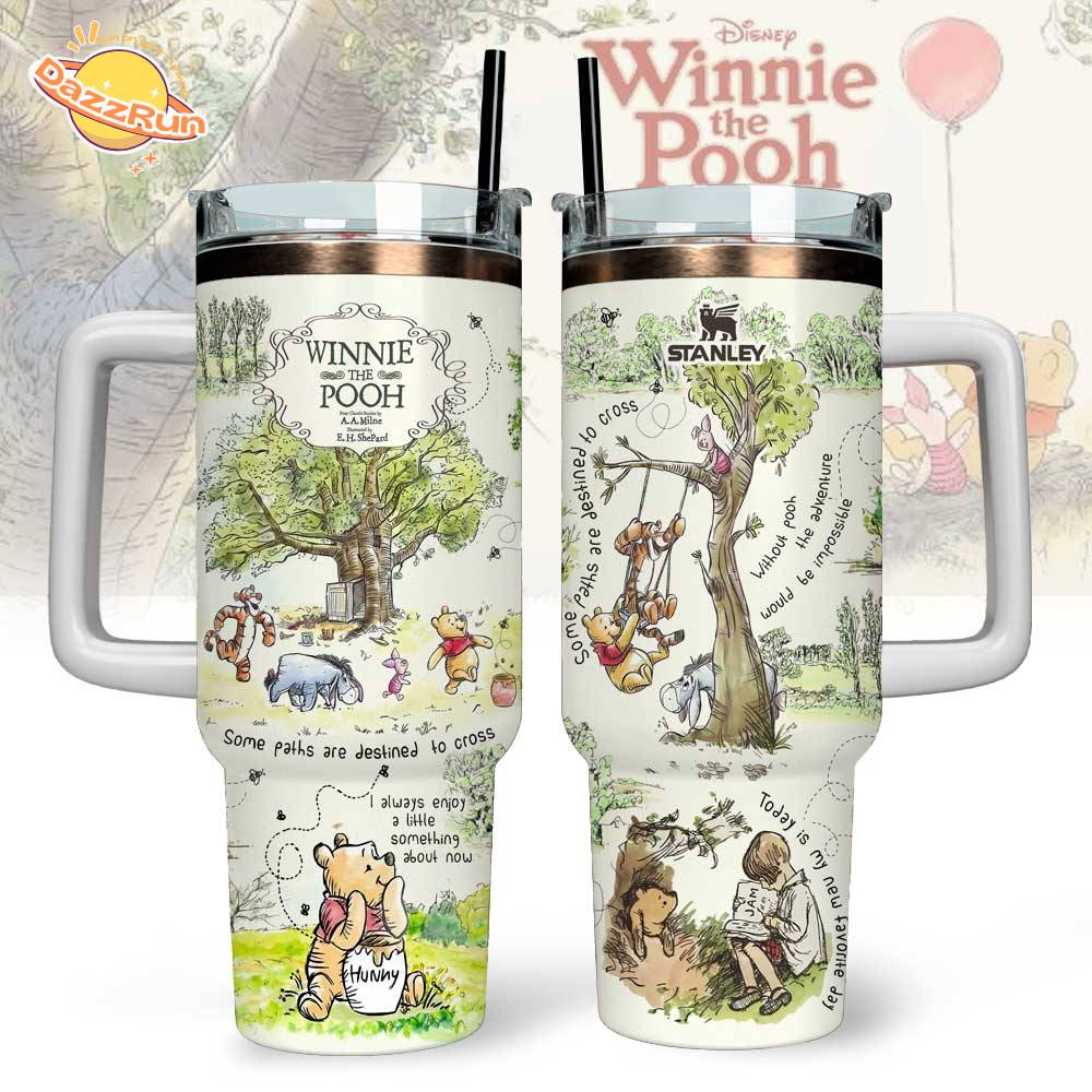 Winnie The Pooh Custom Stanley Quencher 40oz Stainless Steel Tumbler With Handle Winnie The Pooh Custom Stanley Quencher 40oz Stainless Steel Tumbler With Handle