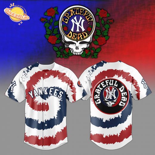 Yankees and Grateful Dead– Psychedelic Pinstripes Fusion 3D Baseball Jersey